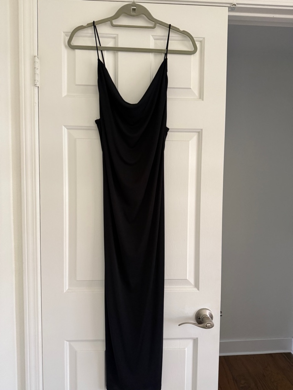 Zara Black Cowl Neck Slip Dress with Spaghetti Straps